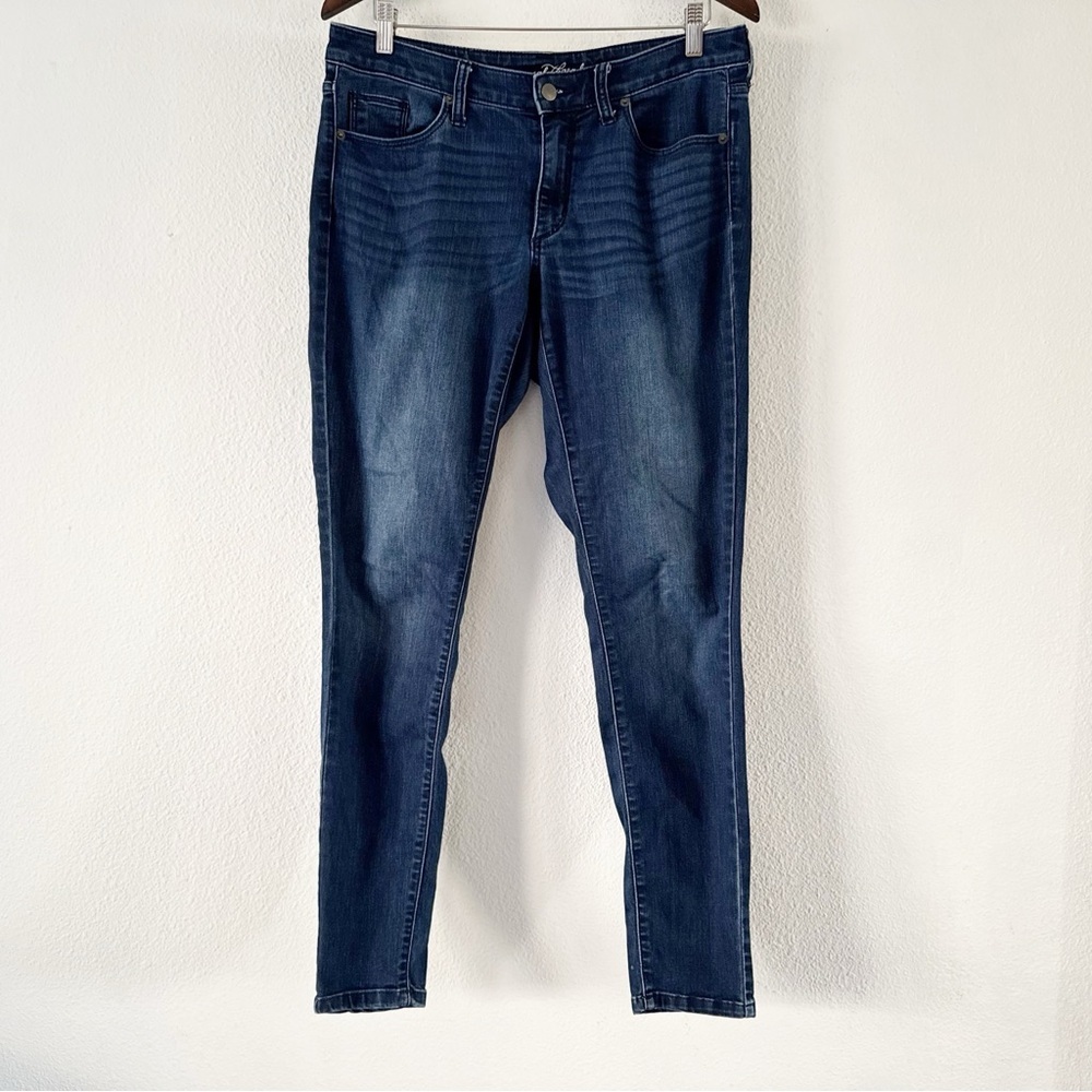 Dark Academia Indie Sleaze Mid Rise Dark Wash Skinny Jeans Size 8 Minimalist - Picture 7 of 16